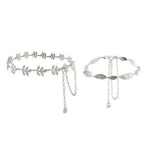7882 Silver Leaf Western Belt Cowboy Chain Hat Band Women Cowgirl Dress